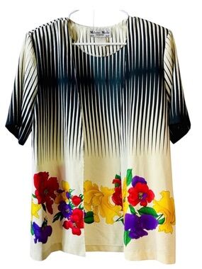 Vintage Milano Moda Rayon/Acetate Open‎ Cardigan Shoulder Pads size L